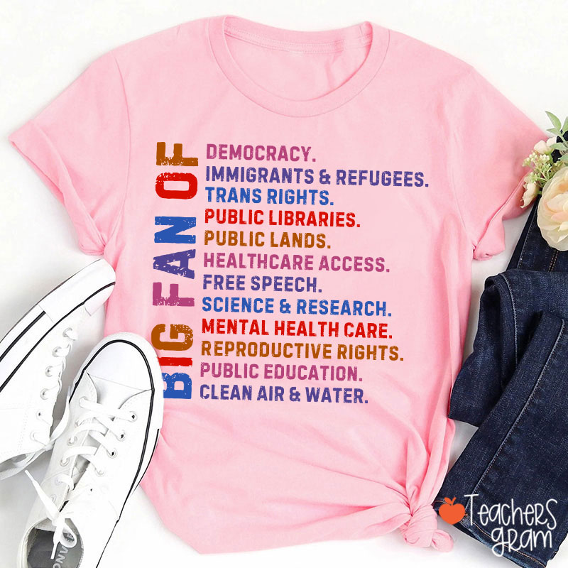 Big Fan Of Human Rights Democracy Teacher T-Shirt
