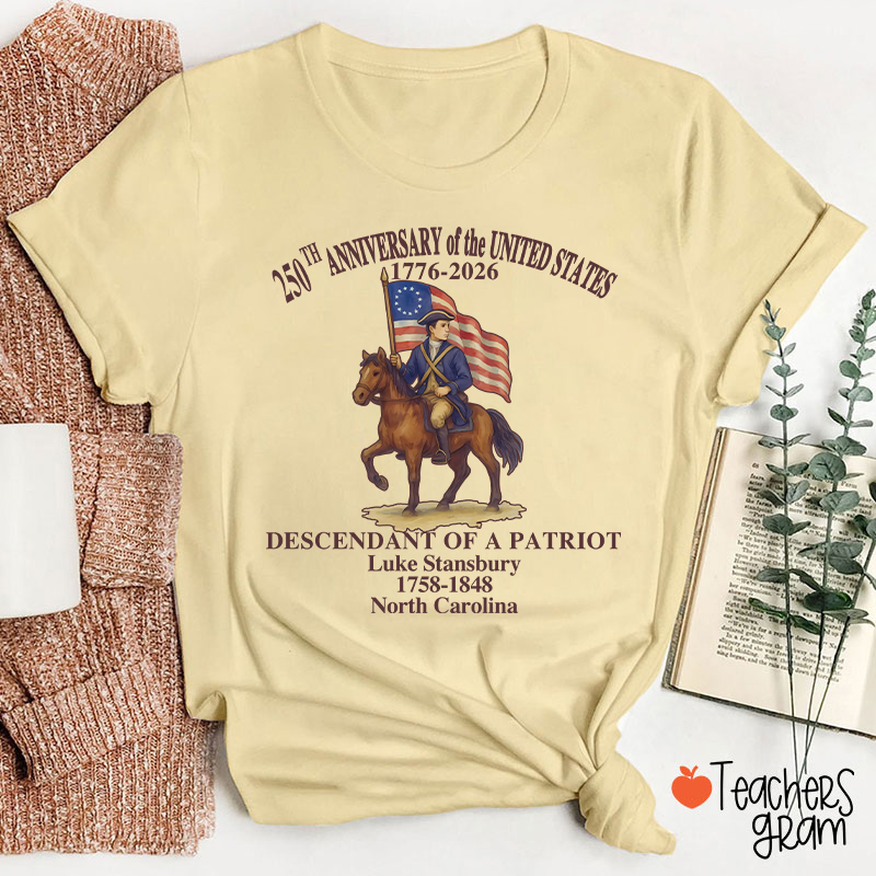 Personalized Patriotic Semiquincentennial Teacher T-Shirt