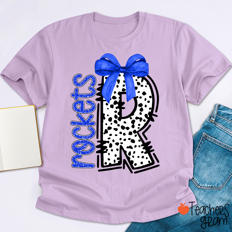 Personalized Mascot Coquette Bow Polka Dot Teacher T-Shirt