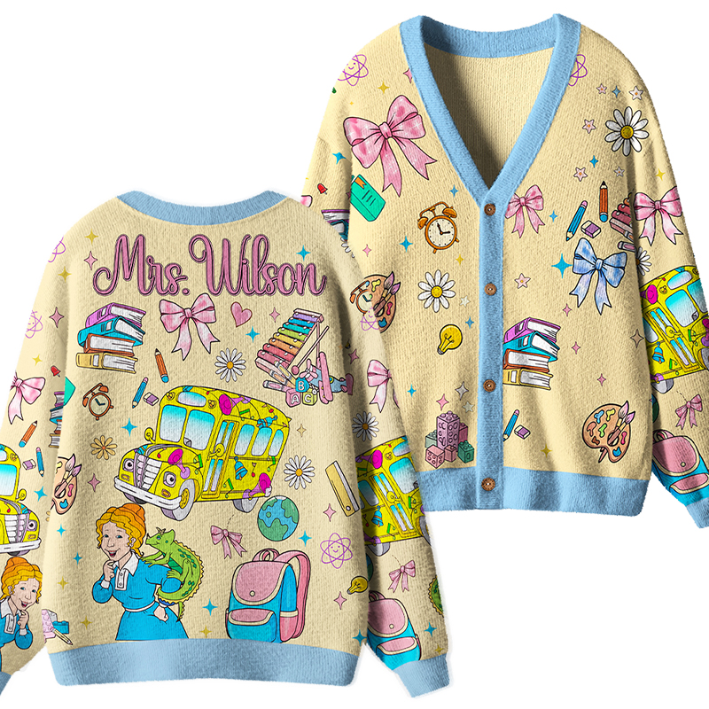 Personalized Name Magic Things Teacher Ugly Cardigan Sweaters