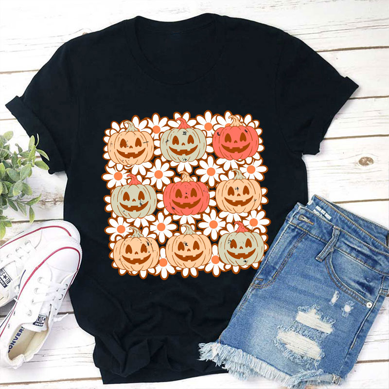 Daisy Pumpkin Teacher T-Shirt