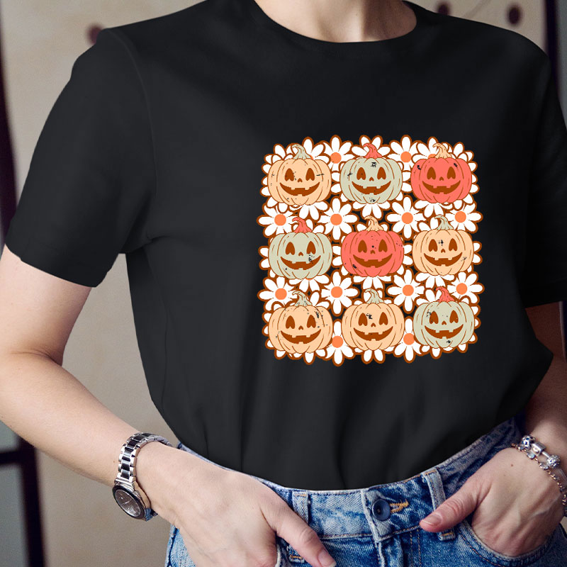 Daisy Pumpkin Teacher T-Shirt