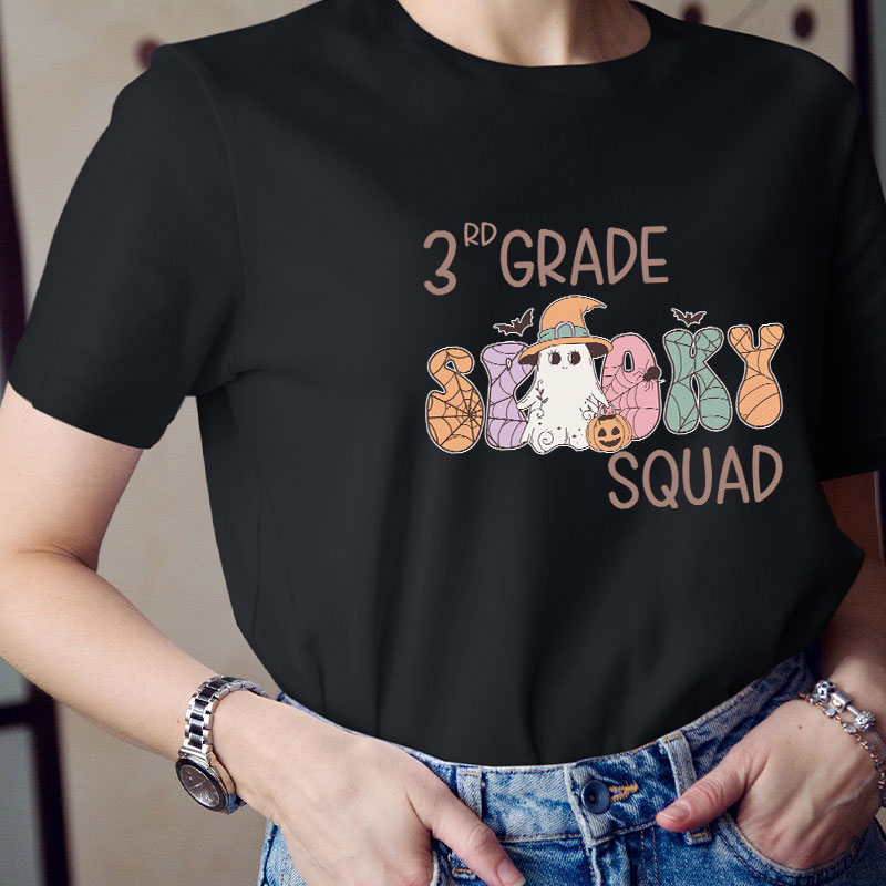 Personalized Grade Spooky Squad Teacher T-Shirt
