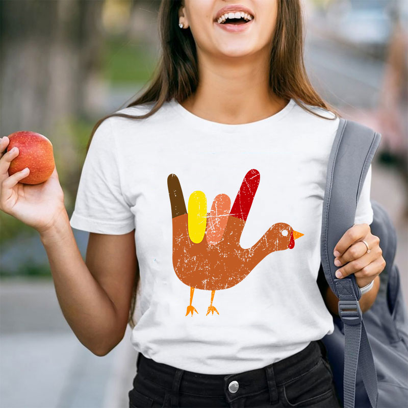 Love Peace And Turkey Teacher T-Shirt