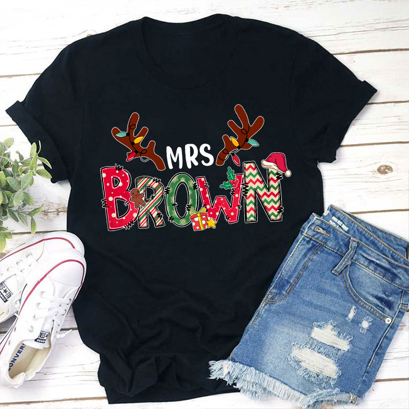 Personalized Santa's Favorite Christmas Teacher T-Shirt