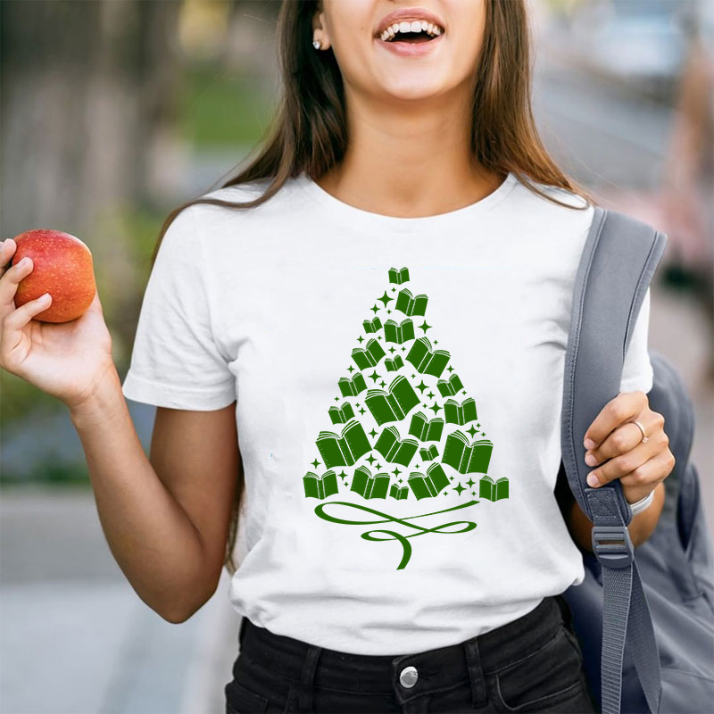 A Christmas Tree Of Books Teacher T-Shirt