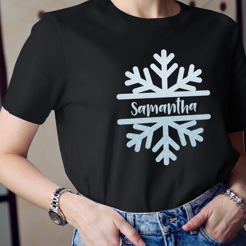 Personalized Name Christmas Snowflake Teacher T-Shirt