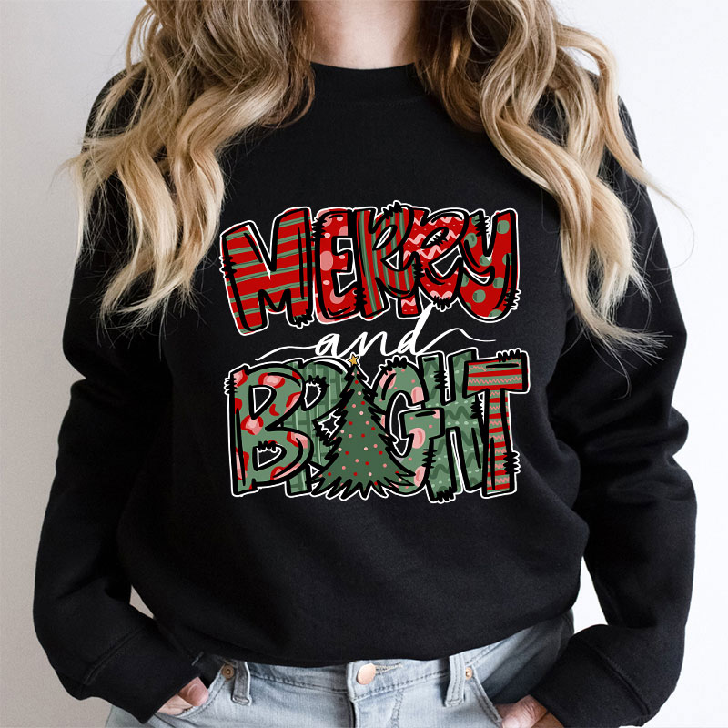 Merry And Bright Christmas Teacher Sweatshirt
