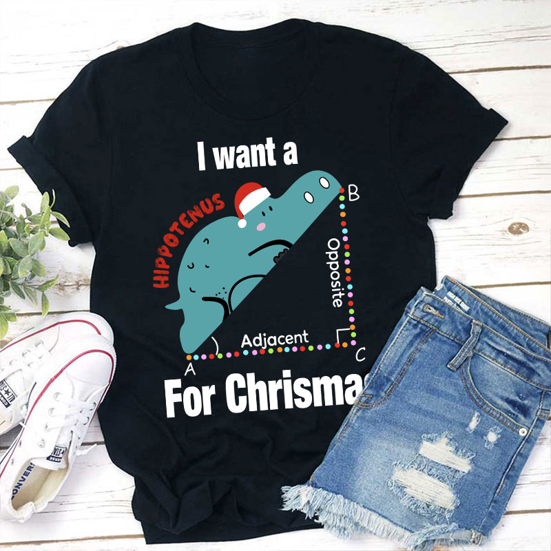 I Want A Hippotenus For Christmas Teacher T-Shirt