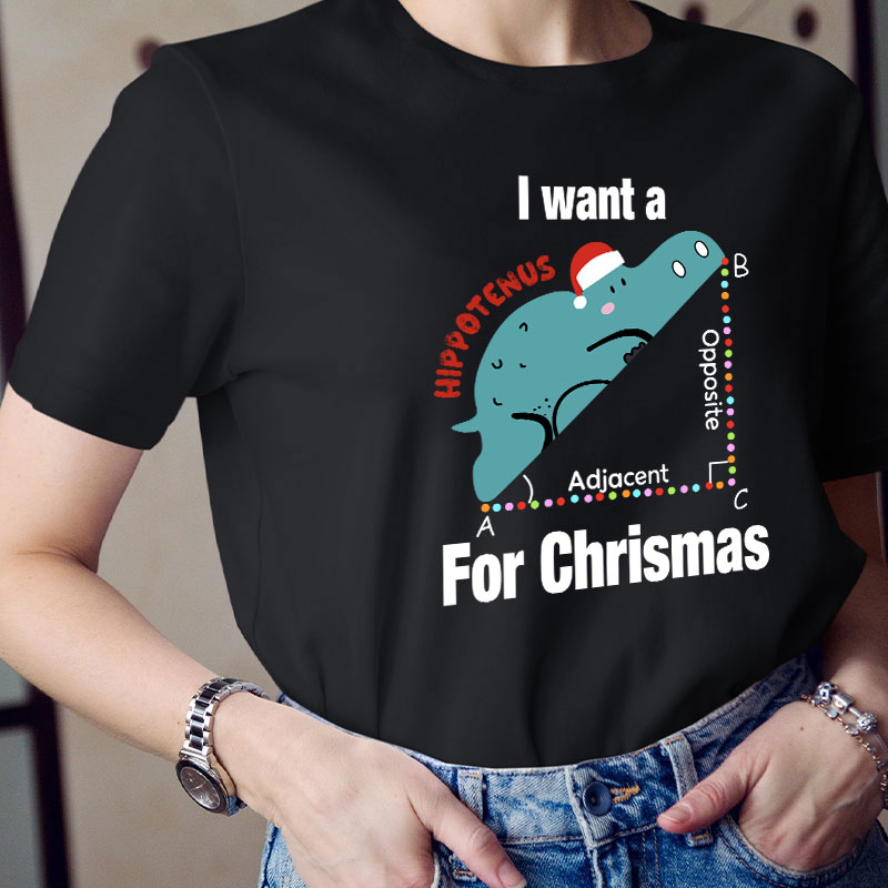 I Want A Hippotenus For Christmas Teacher T-Shirt