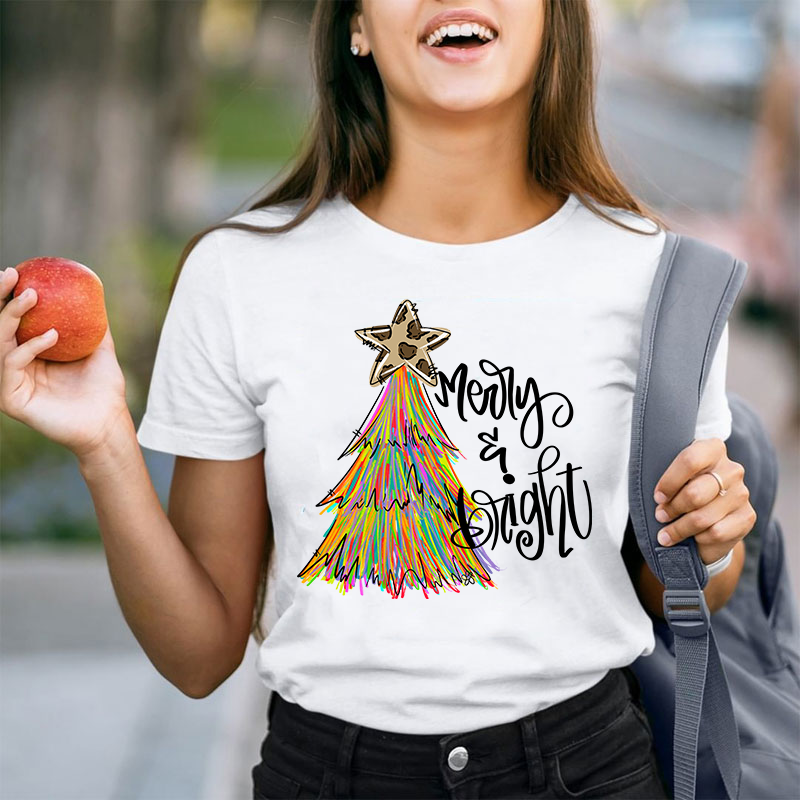 Merry And Bright Teacher T-Shirt