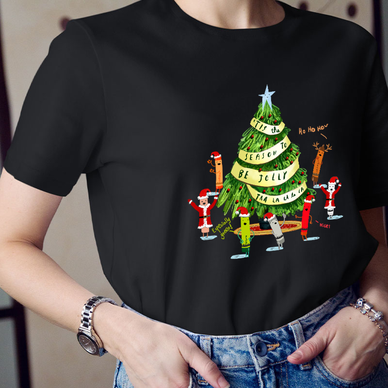 Tis The Season To Be Jolly Teacher T-Shirt