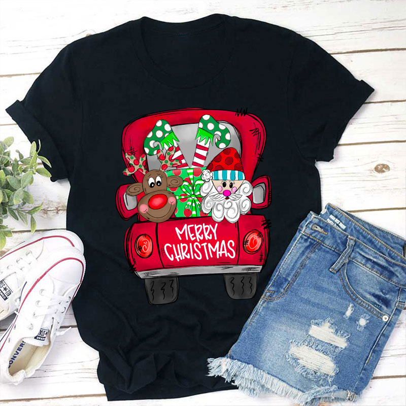 Merry Christmas Truck Teacher T-Shirt
