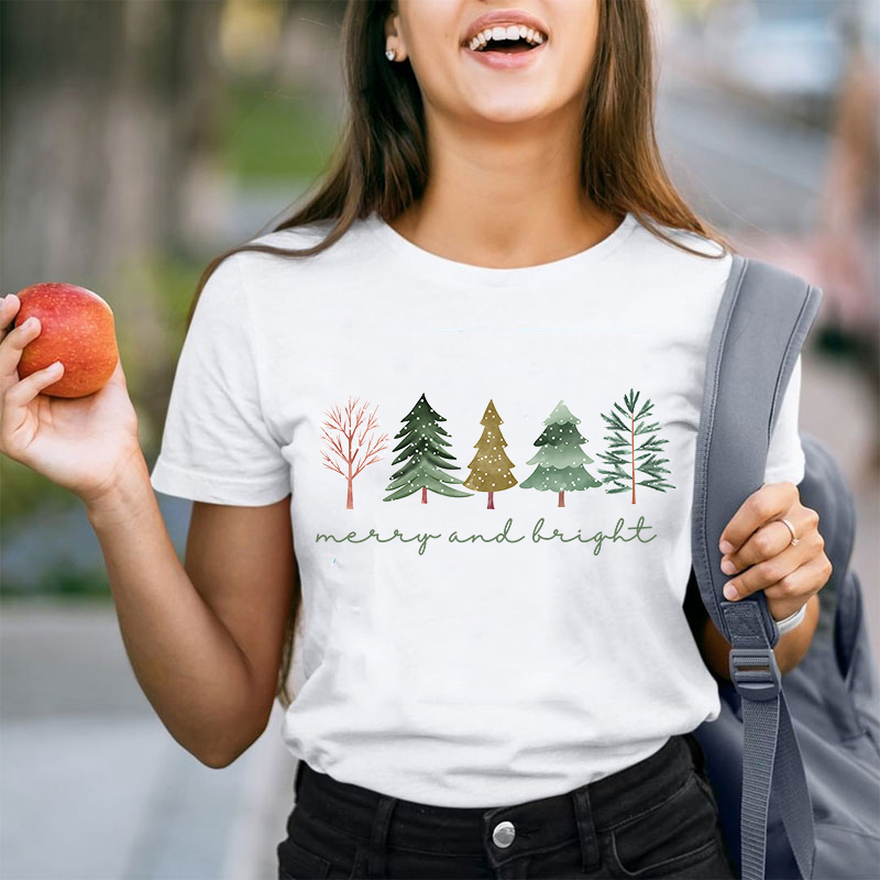 Merry And Bright Teacher T-Shirt