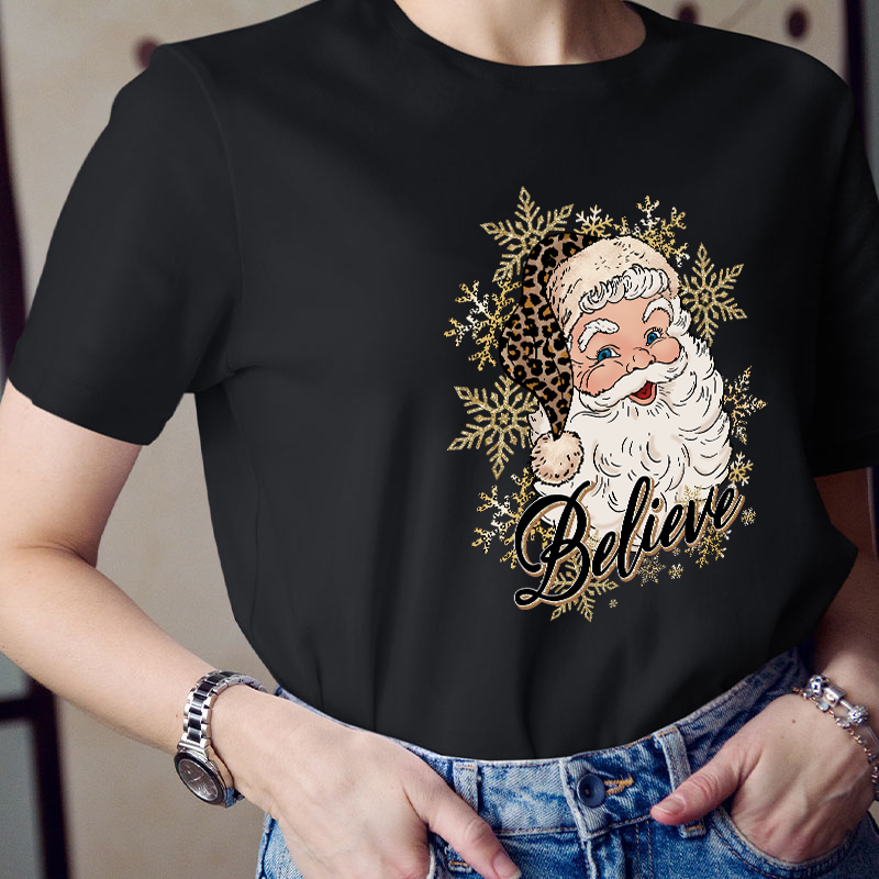 Ho Ho Ho Believe Christmas Teacher T-Shirt