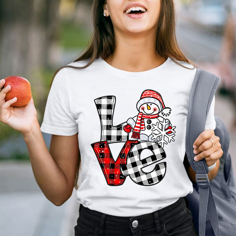 Love Cute Snowman Teacher T-Shirt