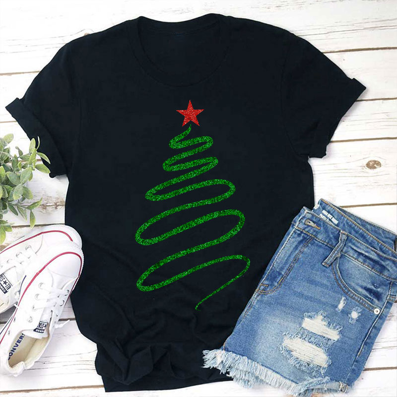 Draw A Sparkling Christmas Tree Teacher T-Shirt