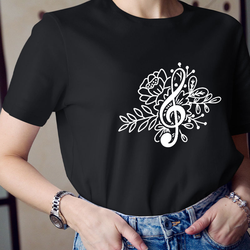 Music Note Flower Teacher T-Shirt
