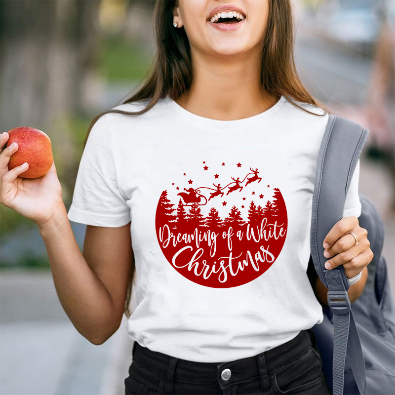 Dreaming Of A White Christmas Teacher T-Shirt