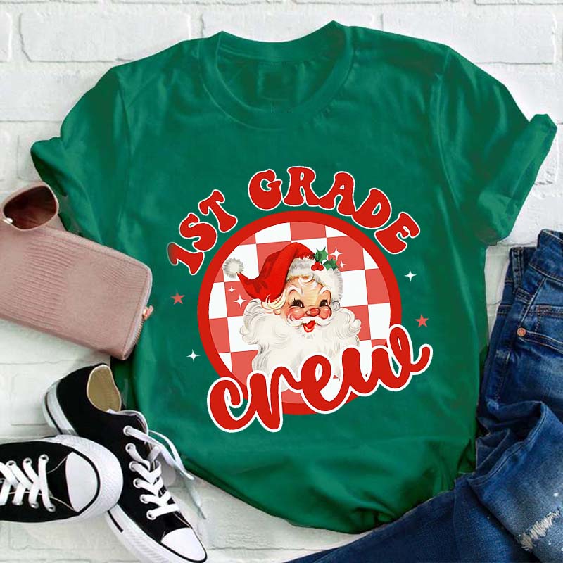 Personalized Grade Christmas Crew Teacher T-Shirt