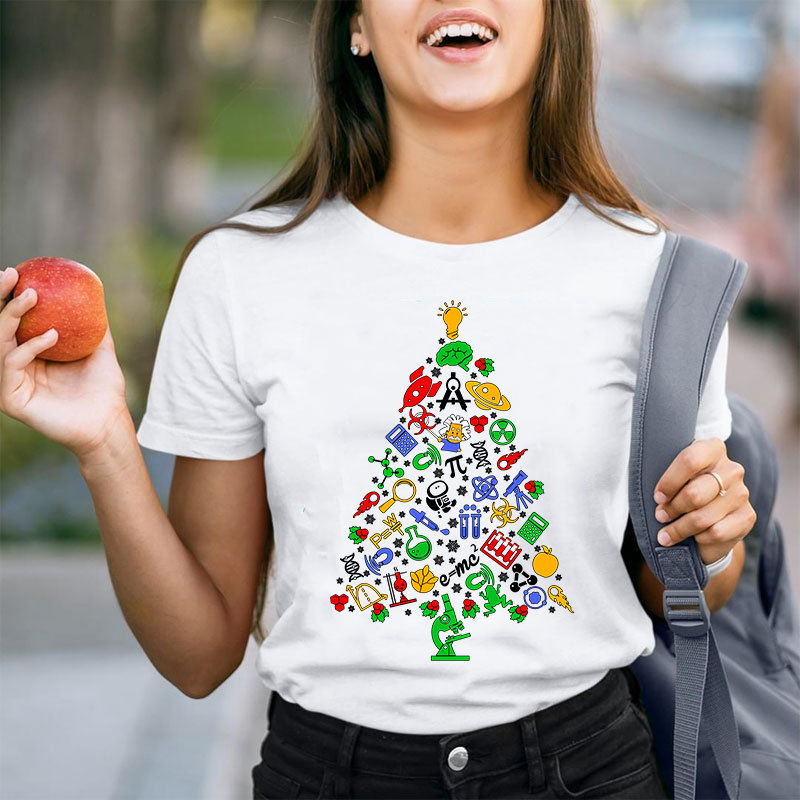 Physics And Chemistry Christmas Tree Teacher T-Shirt