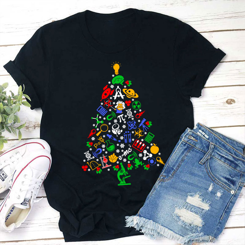 Physics And Chemistry Christmas Tree Teacher T-Shirt
