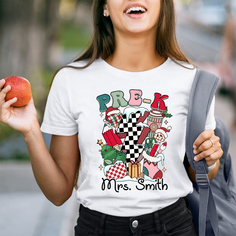 Personalized Decorated For Christmas Teacher T-Shirt