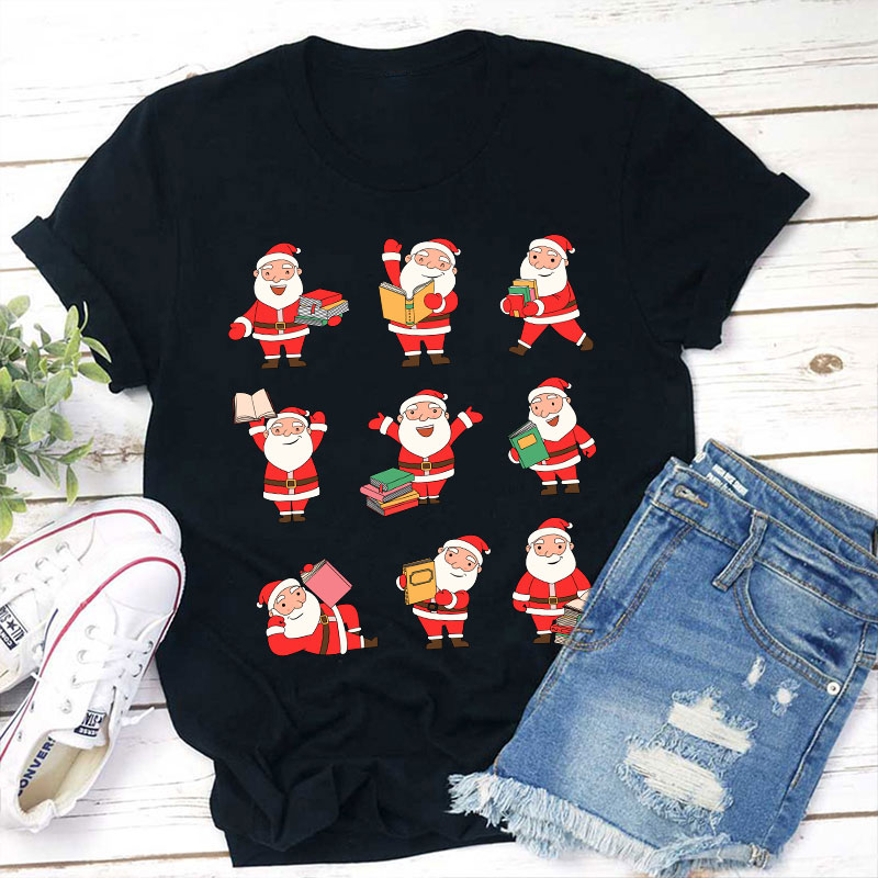 Reading Santa Claus Teacher T-Shirt