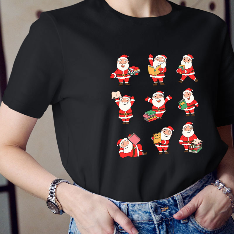Reading Santa Claus Teacher T-Shirt