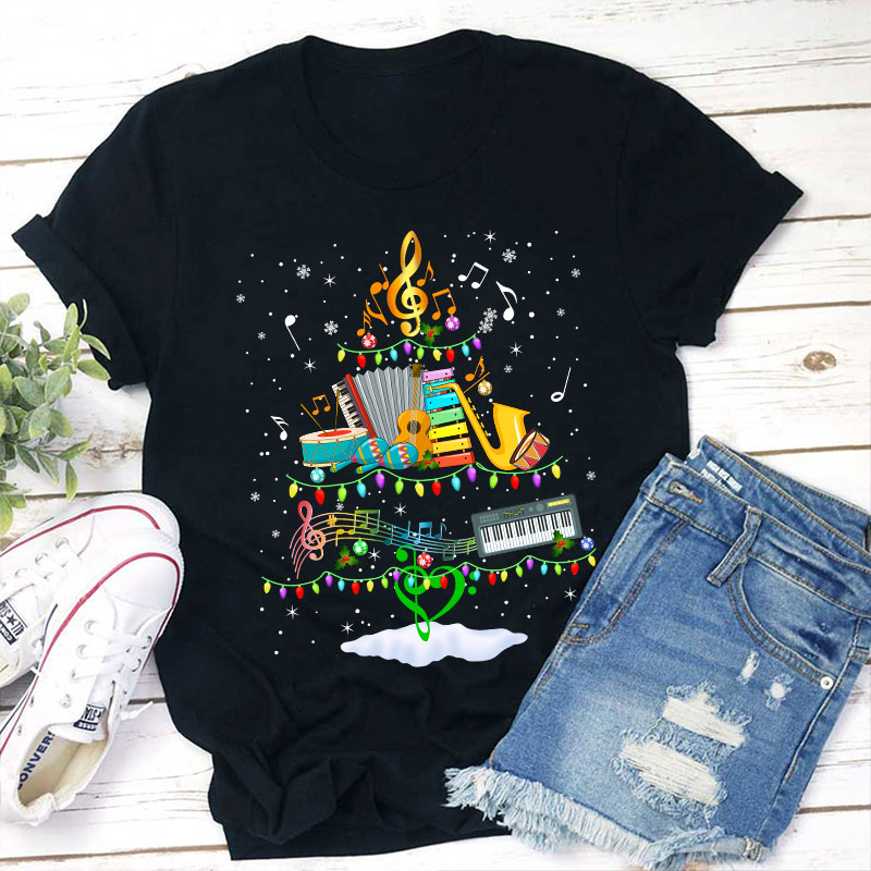 Christmas Music Christmas Tree Teacher T-Shirt