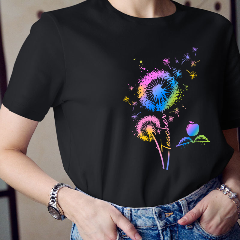 Colorful Dandelions Teacher T-Shirt