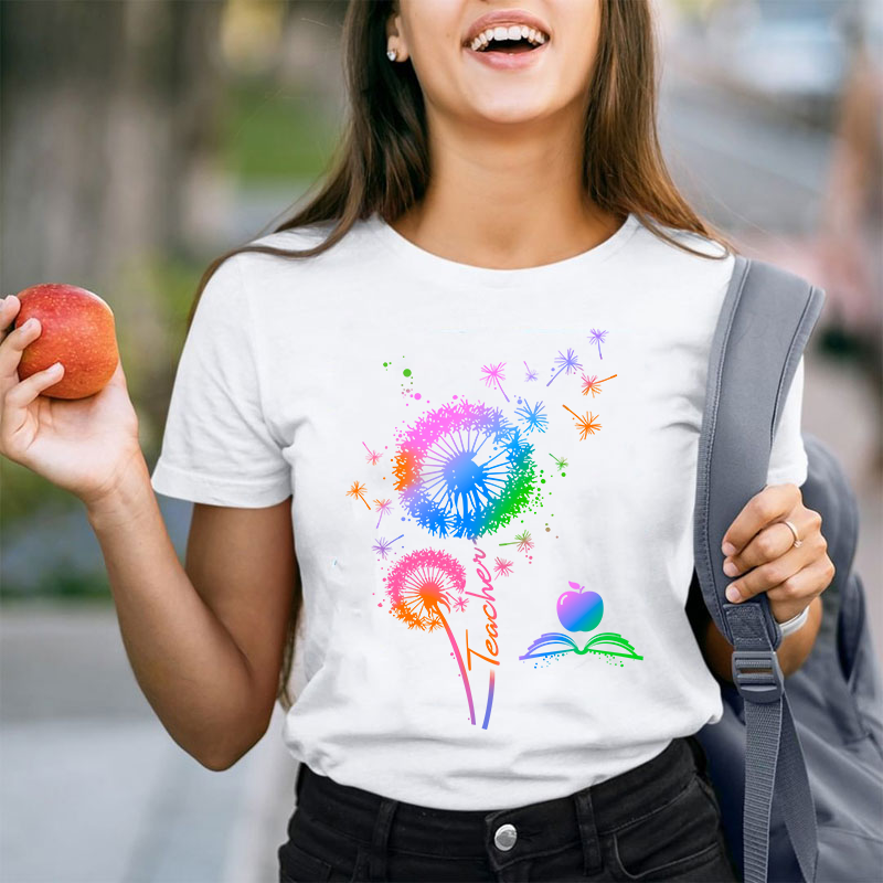 Colorful Dandelions Teacher T-Shirt