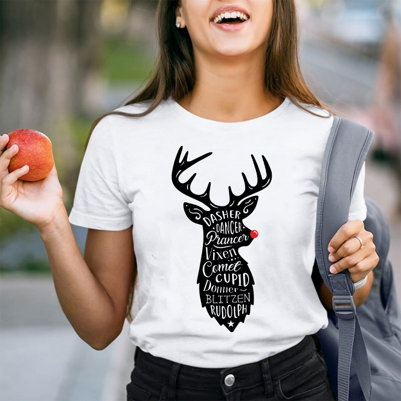 Santa's Red Nose Reindeers Teacher T-Shirt