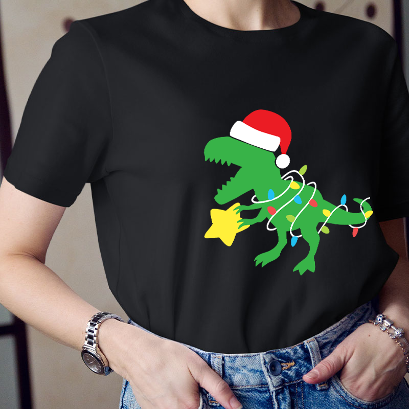 Little Dinosaurs Surrounded By Lanterns Teacher T-Shirt