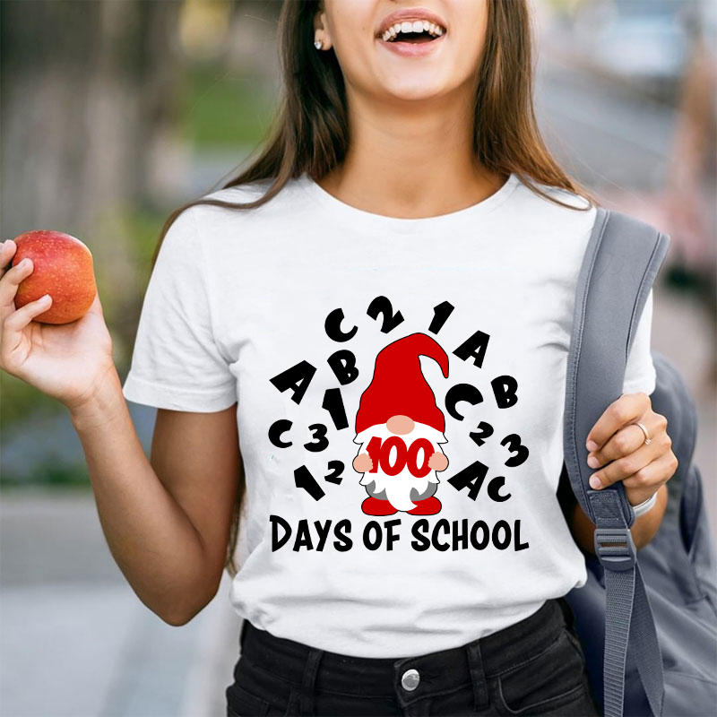 100 Days Of School Gnome Teacher T-Shirt