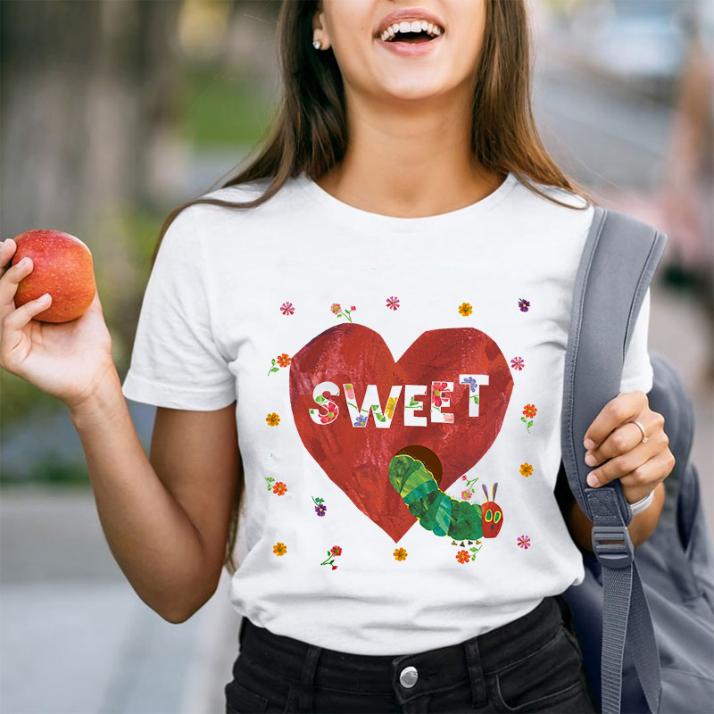Sweet Heart Caterpillar Teacher T-Shirt