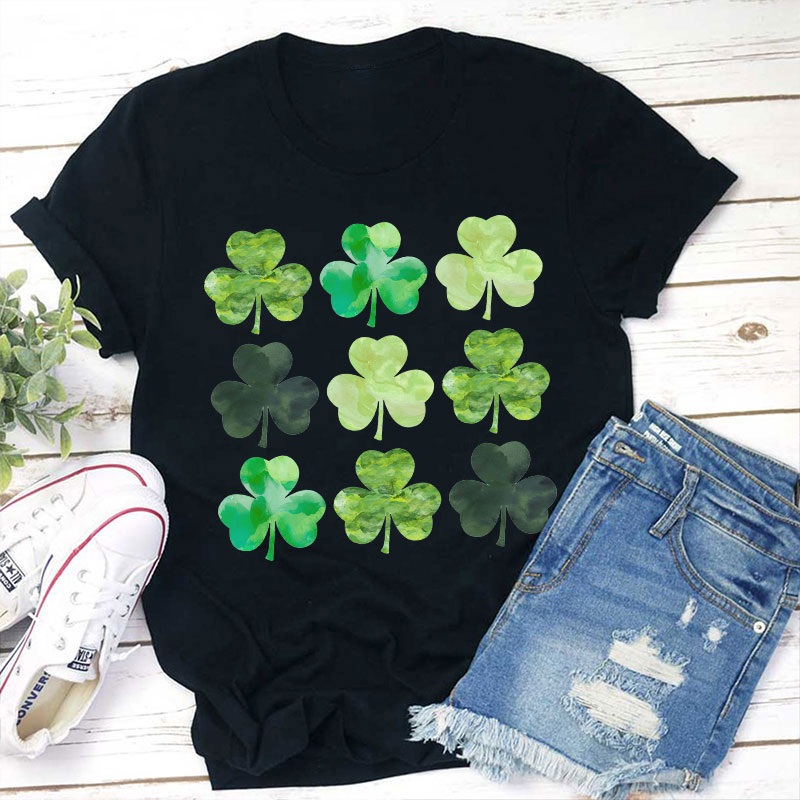 Watercolor Clover Teacher T-Shirt