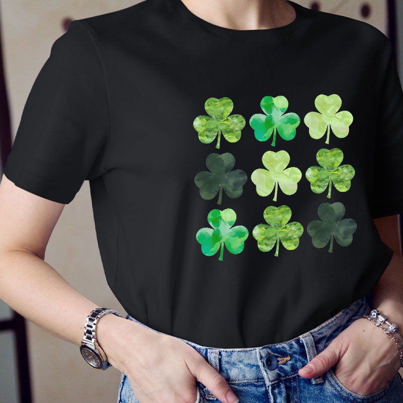 Watercolor Clover Teacher T-Shirt