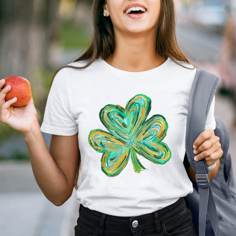 Colorful Clover St Patrick's Day Teacher T-Shirt
