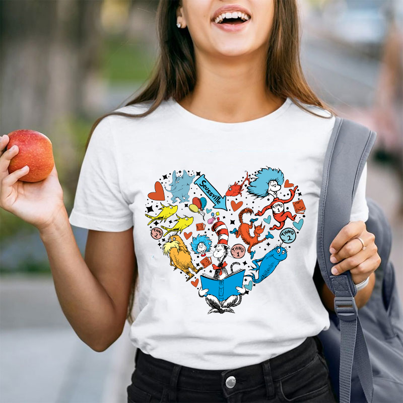 The Cat In The Hat Heart Teacher T-Shirt