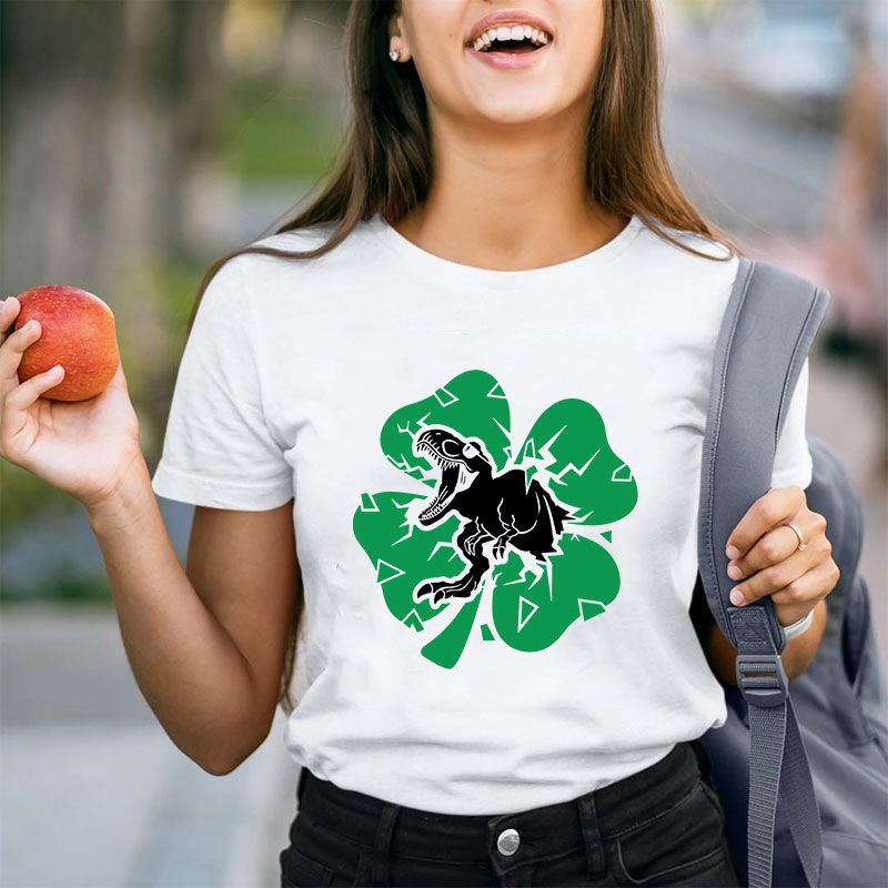 Dinosaur St Patricks Day Teacher T-Shirt