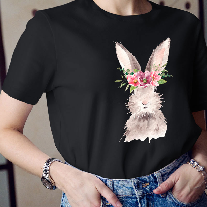 Beautiful Watercolor Bunny Teacher T-Shirt