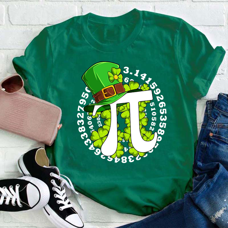 Irish Number Pi Leprechuaun Hat Teacher T-Shirt