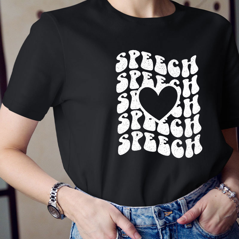 Speech Speech Love Heart Teacher T-Shirt
