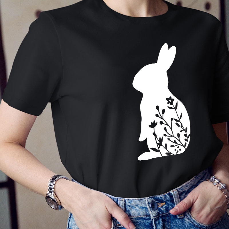 Floral Rabbit Teacher T-Shirt