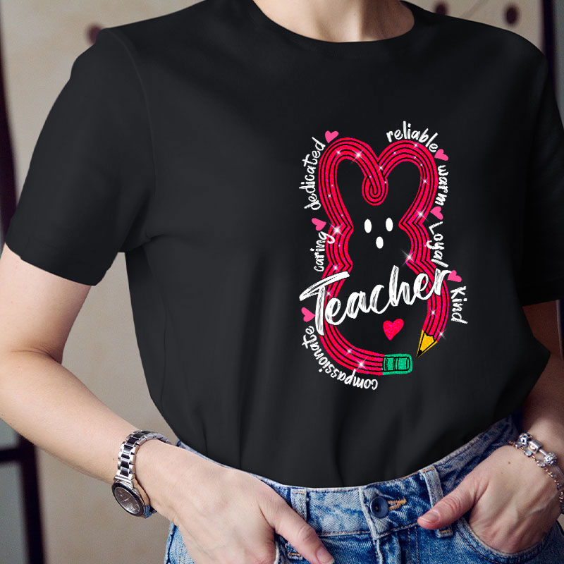 Bunny Pencil Teacher T-Shirt
