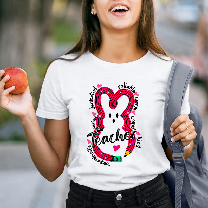 Bunny Pencil Teacher T-Shirt