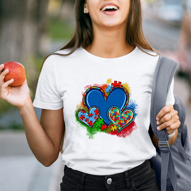 Autism Heart Neurodiversity Teacher T-Shirt