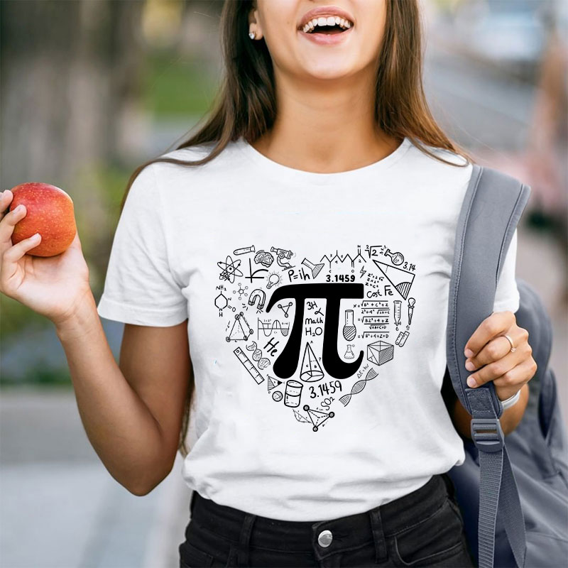 Pi Day Math Heart Teacher T-Shirt