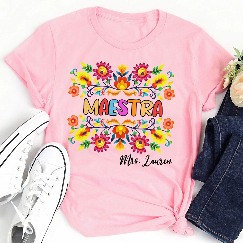 Personalized Name Maestra Teacher T-Shirt